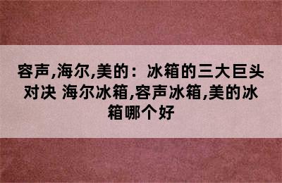 容声,海尔,美的：冰箱的三大巨头对决 海尔冰箱,容声冰箱,美的冰箱哪个好